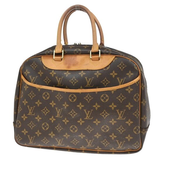 LOUIS VUITTON LV Logo Deauville Hand Bag Monogram Leather Brown - Picture 1 of 16